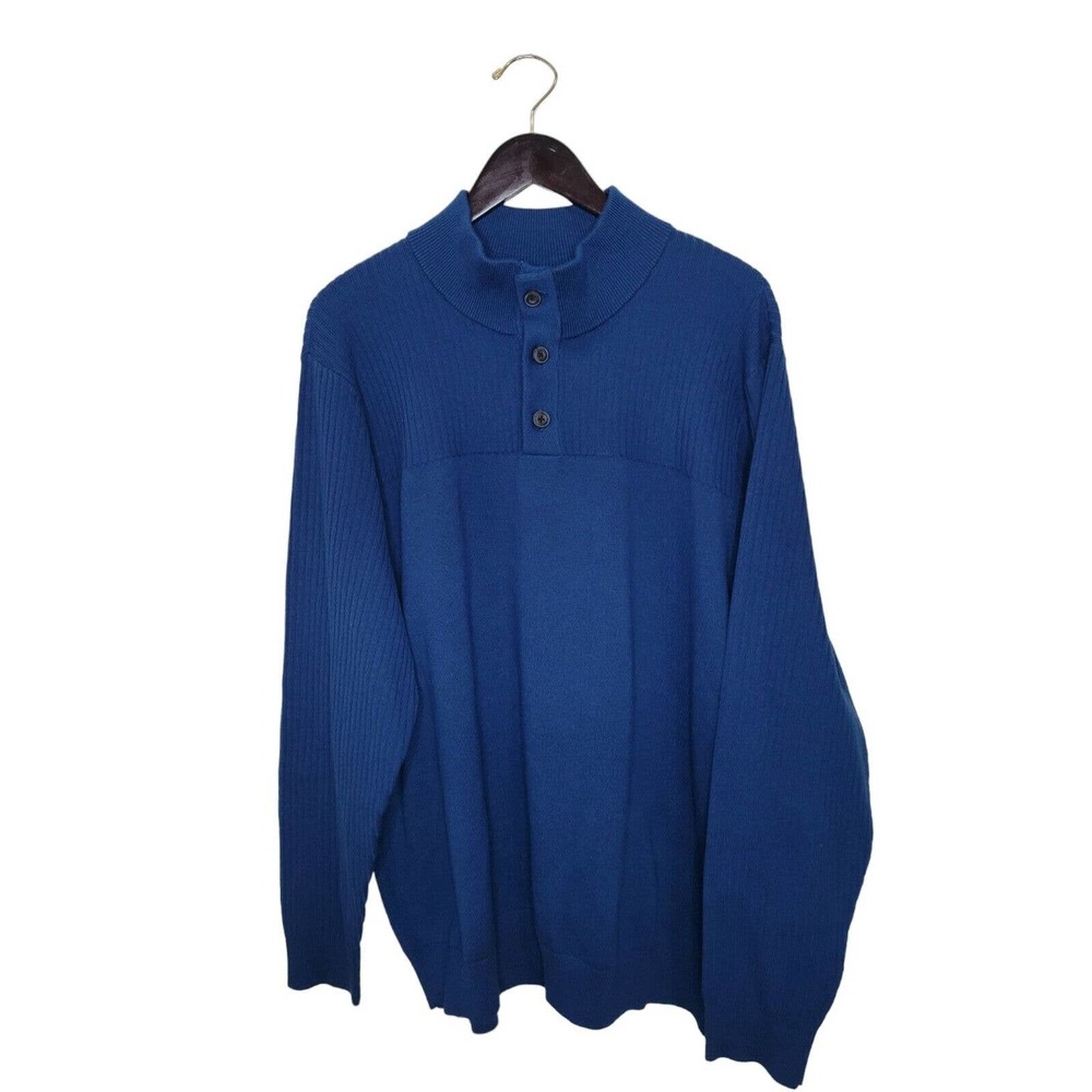 Duluth Trading Co Size XL Long Sleeve Mock Neck Sweater Merino Wool Blend Blue